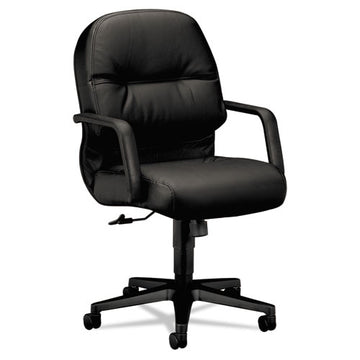 HON® Pillow-soft 2090 Series Leather Managerial Mid-back Swivel-tilt Chair, Supports 300 Lb, 16.75" To 21.25" Seat Height, Black freeshipping - TVN Wholesale